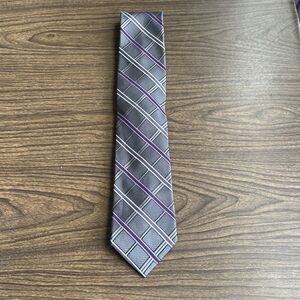 Pronto Uomo Men's Neck Tie 100% Silk Purple and Black Classic‎ 60"